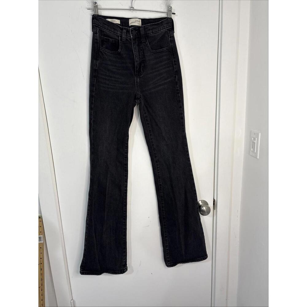 Universal Thread Womens Size 00 Long High Rise Flare Denim Black Jeans‎ New